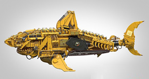 自然與機械的結(jié)合：卡特彼勒工程機械巨獸—鯊魚機器人